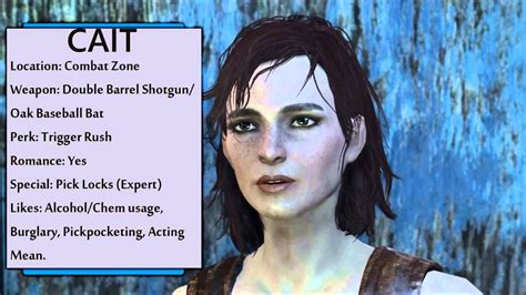 fo4 cait likes|what does cait like fallout 4.